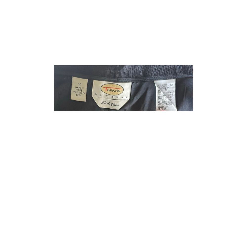 Talbots Size 10P Linen Black Lemons Embroidery Crop Chino Vintage High Waist - Picture 3 of 7